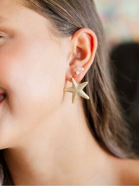 Gold Starfish Statement Earrings - Taylor Shaye